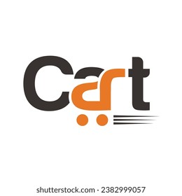 cart text with cart abstract symbol.
