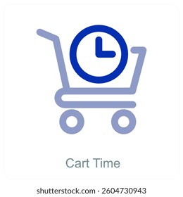 Cart Time and trolley icon concept