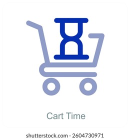 Cart Time and trolley icon concept
