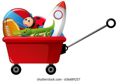 Cart with toys on white