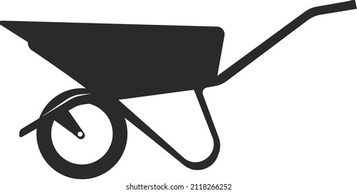 A cart for transporting agricultural needs. A cart with one wheel. Isolated image on a white background.