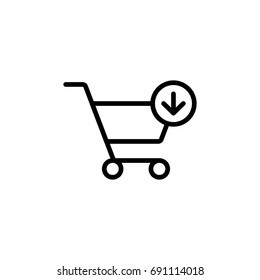 cart trolley add item  black line icons set
