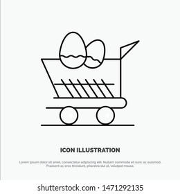 Cart, Trolley, Easter, Shopping Line Icon Vector. Vector Icon Template background