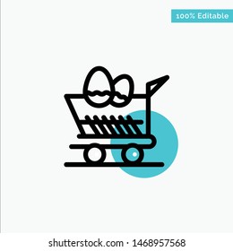 Cart, Trolley, Easter, Shopping turquoise highlight circle point Vector icon. Vector Icon Template background