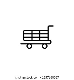 cart, trolley icon or logo vector outline style, black color.