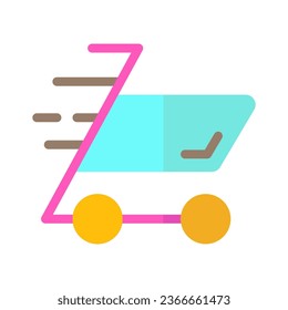 carros trolley compra e commerce logotipo de icono plano
