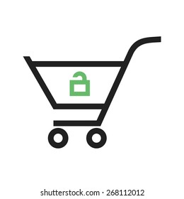 Cart, trolley, unlocked, basket icon vector image. Can also be used for eCommerce, shopping, business. Suitable for web apps, mobile apps and print media.