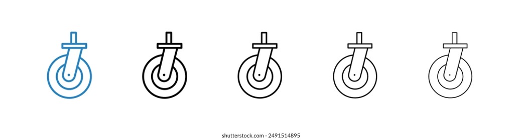 Cart trolley wheel icon in black and blue