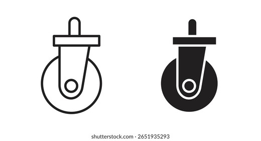 Cart trolley wheel icon. Flat and stroke versions. Graphic elements.