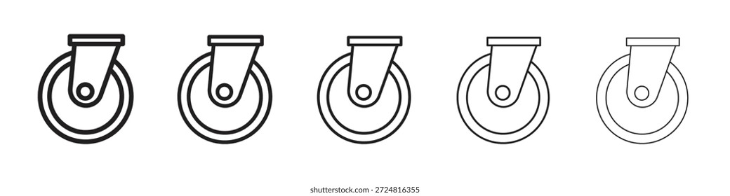 Cart trolley wheel icon linear symbols vectors. Editable stroke set