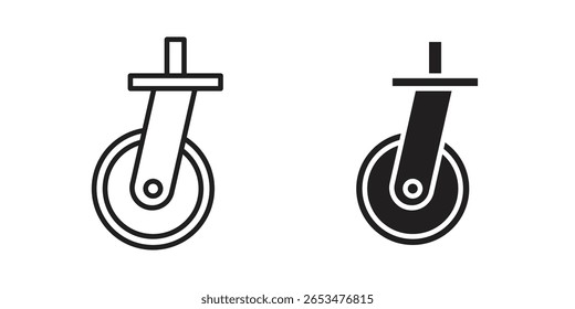 Cart trolley wheel icon, outline vector sign, linear and solid style pictogram isolated on white.