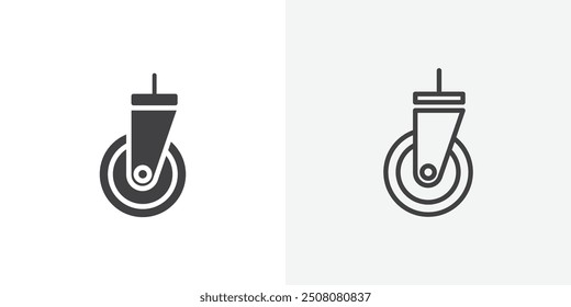 Cart trolley wheel icon in solid and outlined style