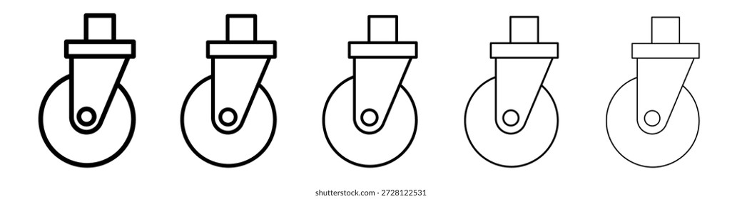 Vector del icono de la rueda de la carretilla del Carrito en pictograma lineal editable del movimiento