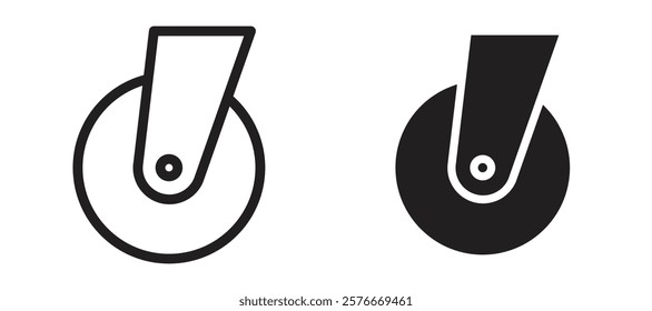 Cart trolley wheel icons in outline and stroke versions