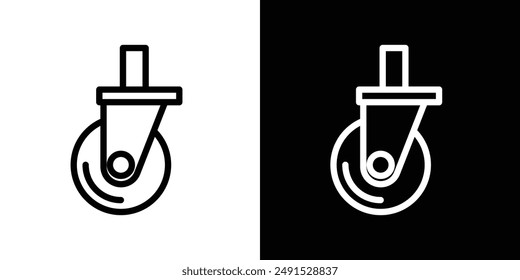 Cart trolley wheel outlined icon set in black and white colors