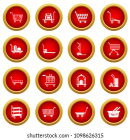 Cart types icons set. Simple illustration of 16 cart types icons set vector icons for web