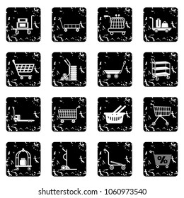 Cart types icons set vector grunge isolated on white background 