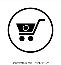 Cart, update, trolley icon. Black vector.