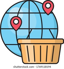 cart vector flat color icon 