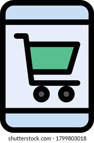 cart vector flat color icon 