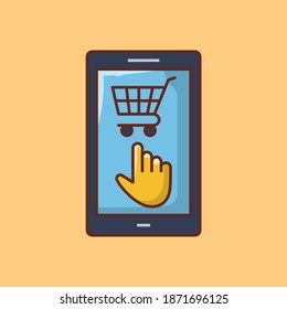 cart vector flat colour line icon