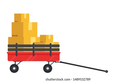 Cart vector. Hand Cart. wallpaper. free space for text. copy space. blank.