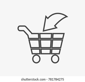 Cart vector icon on light grey background