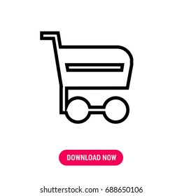 Cart vector icon, The outlined symbol of pushcart on wheels. Simple, modern flat vector illustration for mobile app, website or desktop app  