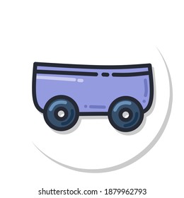 cart, vector illustration of a wagon with wheels, purple color, simple minimalist design.