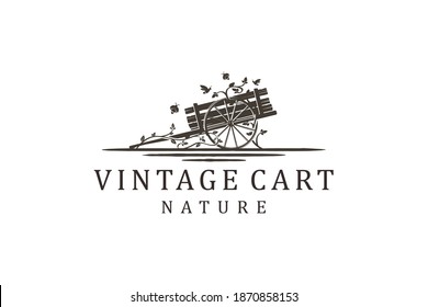 Cart vehicle traditional logo design, farming wagon wood, cart wood rustic, traditional cart design.