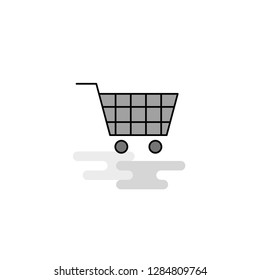 Cart Web Icon. Flat Line Filled Gray Icon Vector
