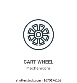 Cart wheel outline vector icon. Thin line black cart wheel icon, flat vector simple element illustration from editable mechanicons concept isolated stroke on white background