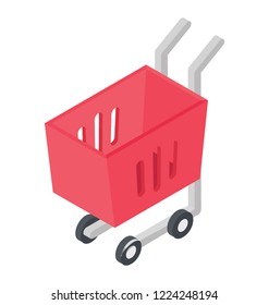 
A cart with wheels denoting shopping cart 
