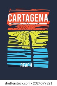 playa de cartagena,vector de moda de diseño de camisetas