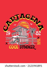 cartagena cool summer,t-shirt design fashion vector