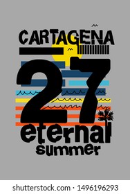 cartagena eternal summer,t-shirt design fashion vector
