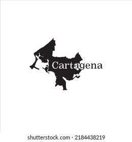 Cartagena map and black lettering design on white background