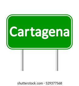 Cartagena road sign isolated on white background.