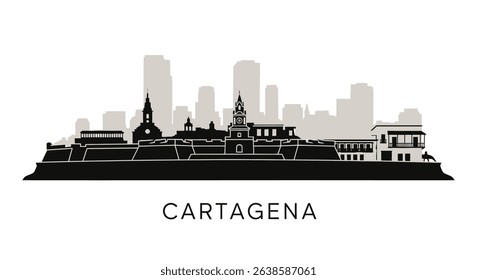 Cartagena Skyline Colombia Cityscape Silhouette.