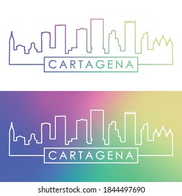 Cartagena skyline. Colorful linear style. Editable vector file.