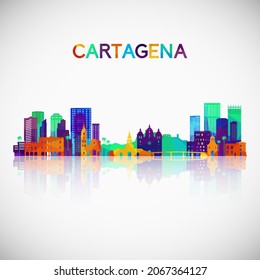 Cartagena skyline silhouette in colorful geometric style. Symbol for your design. Vector illustration.