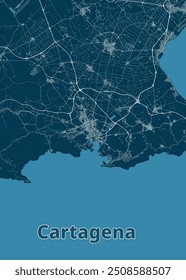 Cartagena, Spain blueprint map poster art