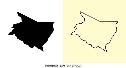 Cartago map, Costa Rica, Americas. Filled and outline map designs. Vector illustration