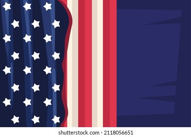 cartel of american flag over blue