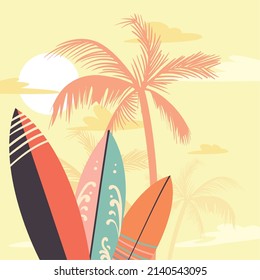 cartel of beach and surfboard