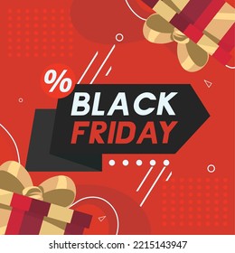 cartel of black friday with labels and gifts