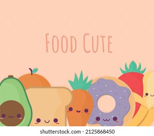 cartel of cute foods smiling