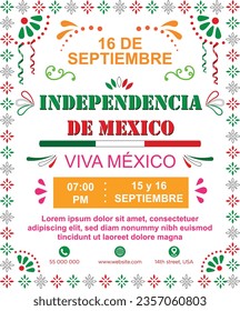 cartel de la independencia de mexico, con adornos mexicanos