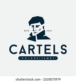 Cartel Logo Design Vector silhouette black. Gangster Mafia Mascot Logo Design icon template badge emblem