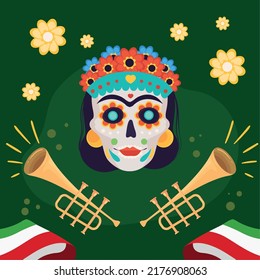 Cartel Of Mexico With A Colored Skull